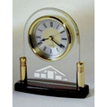 Piano Finish Wooden Arch Alarm Clock w/ Glass